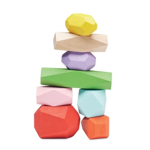 8 stapelbare houten stenen Dolmen beige