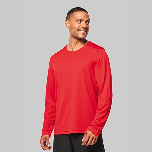 Herensportshirt lange mouw rood,2xl
