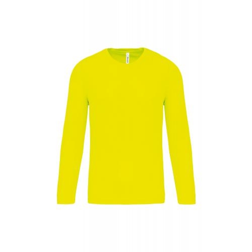 Herensportshirt lange mouw fluorgeel,2xl
