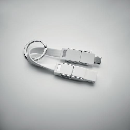 Sleutelhanger met 4-in-1 kabel wit