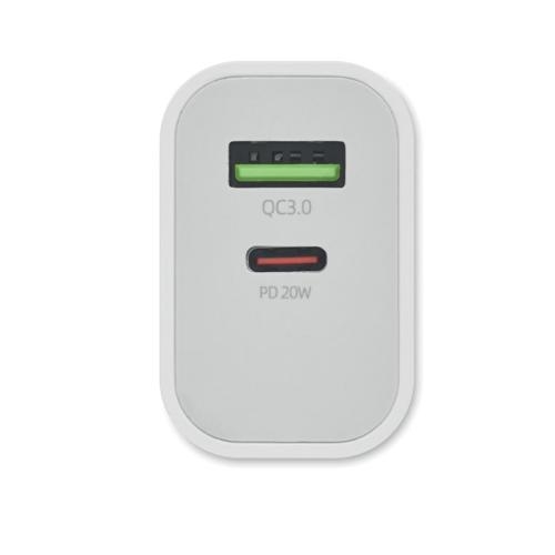 18W snellader USB-A en type-C wit