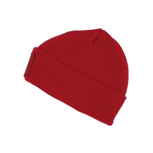 Zachte muts met patch rood