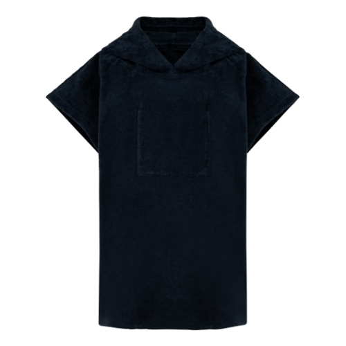 Badstof kinderponcho met capuchon navy,6-10