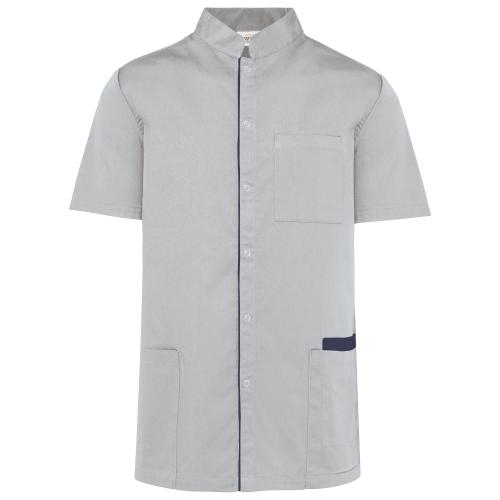 Herenoverhemd polykatoen drukknopen snow grey,2xl