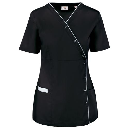 Damesblouse polykatoen drukknopen zwart,3xl