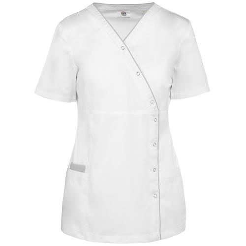 Damesblouse polykatoen drukknopen wit,2xl