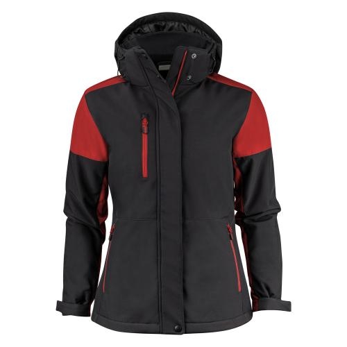 Prime padded softshelljas dames zwart/rood,l