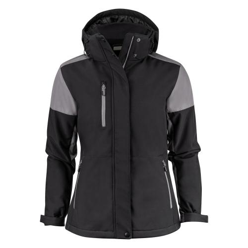 Prime padded softshelljas dames zwart/staalgrijs,l