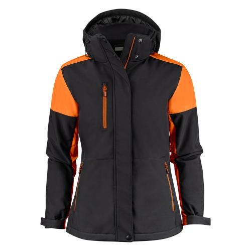Prime padded softshelljas dames zwart/oranje,l