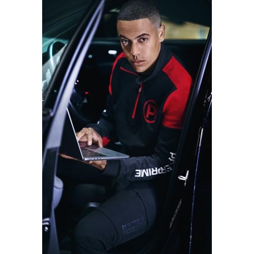 Sweater Prime halfzip zwart/rood,l