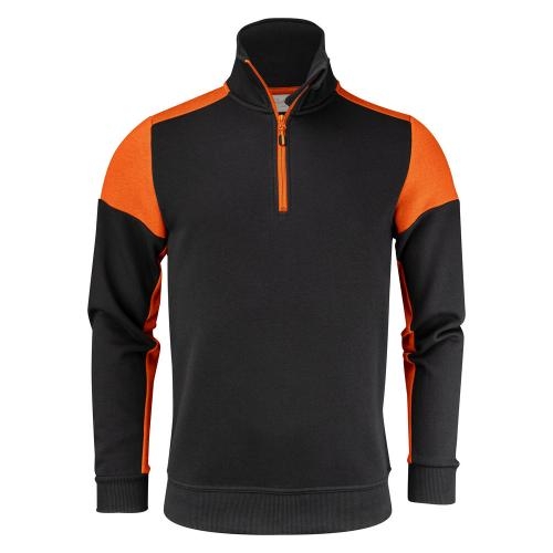 Sweater Prime halfzip zwart/oranje,l