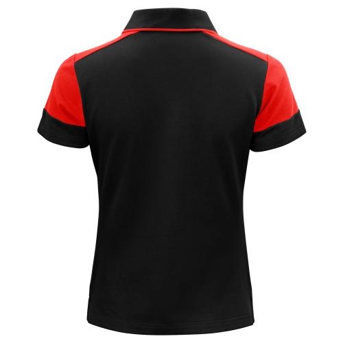 Prime polo dames zwart/rood,l