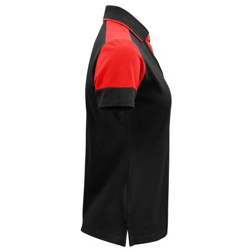 Prime polo dames zwart/rood,l