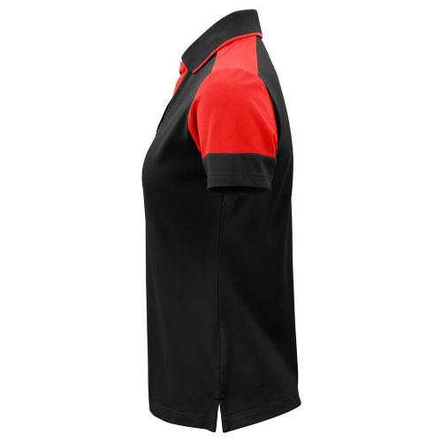 Prime polo dames zwart/rood,l
