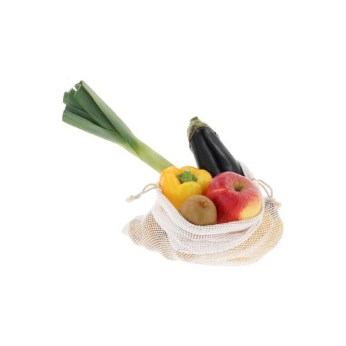 Gekleurd herbruikbaar groente fruitzakje 30x40cm wit