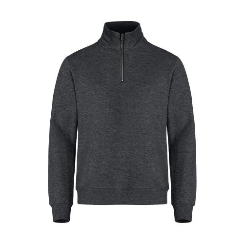 Basic halfzip antraciet melange,l