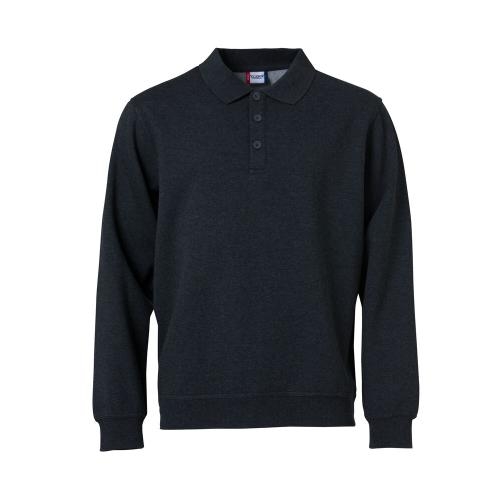 Basic polo sweater antraciet melange,l