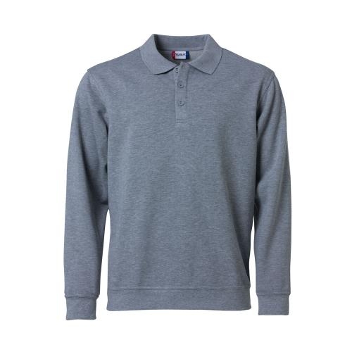 Basic polo sweater grijsmelange,l