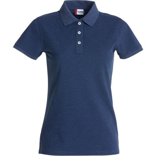 Premium dames polo blauwmelange,l