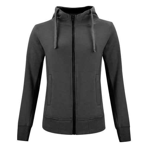 Classic hoody full zip dames antraciet melange,l