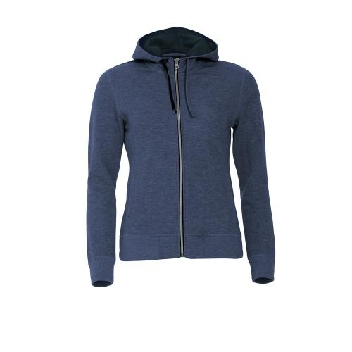 Classic hoody full zip dames blauwmelange,l