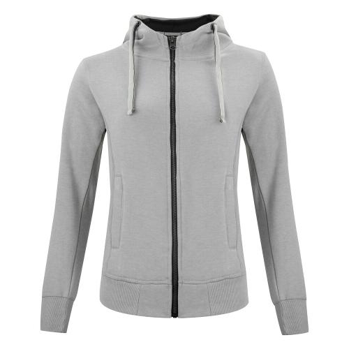 Classic hoody full zip dames grijsmelange,l
