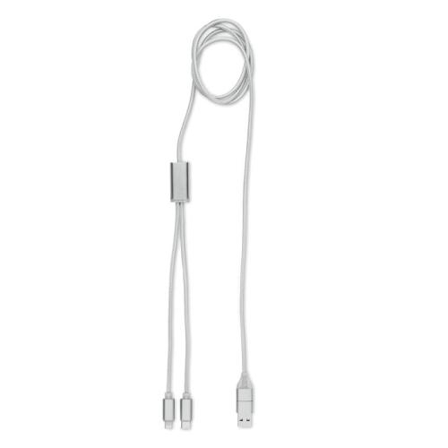 2-in-1 lange oplaadkabel Cablong zilver