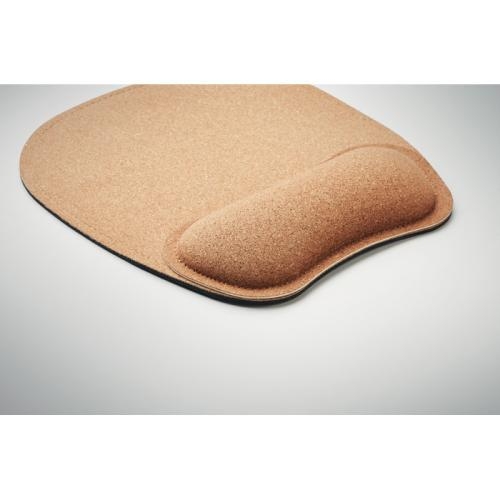 Ergonomische muismat van kurk beige