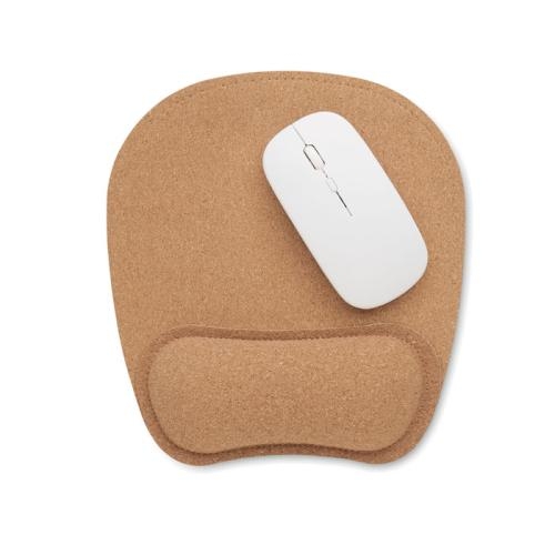Ergonomische muismat van kurk beige