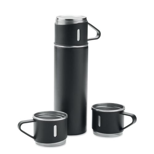 Dubbelwandige thermosfles met bekers Sharm zwart