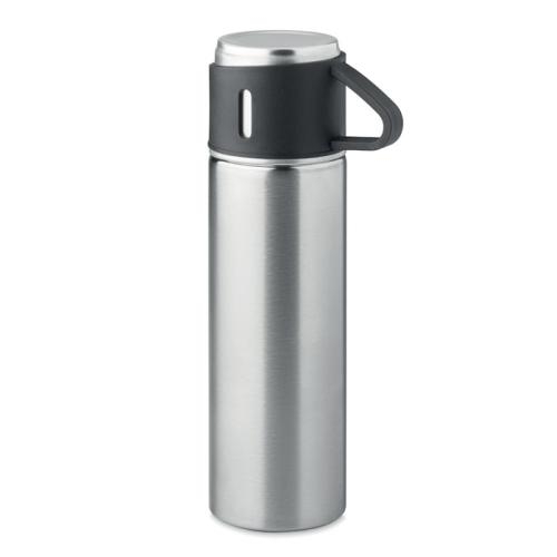 Dubbelwandige fles 420 ml Tonia mat zilver
