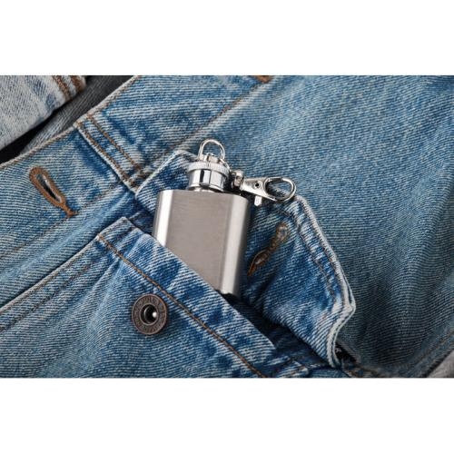 Sleutelhanger heupfles Hippy zilver
