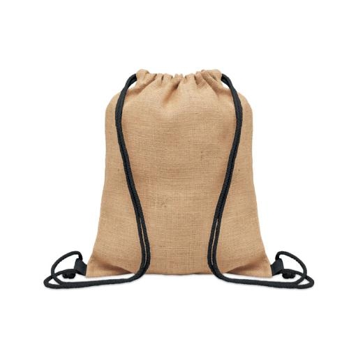 Jute rugzakje met koord Fukuro zwart