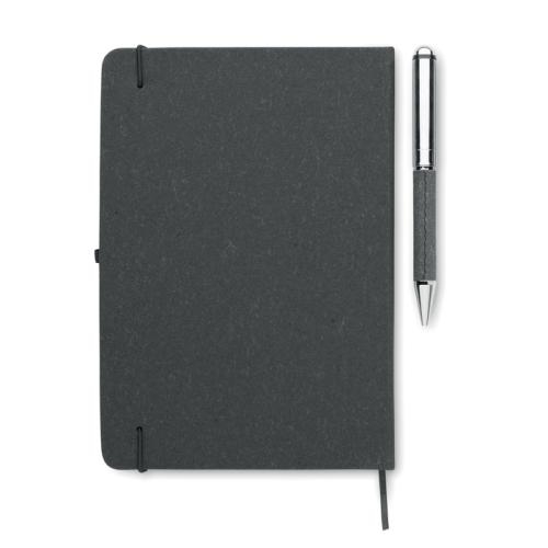 Gerecycled leren A5-notitieboek Eleganote zwart