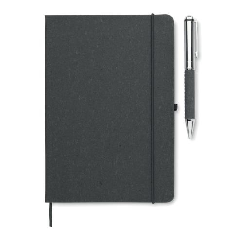 Gerecycled leren A5-notitieboek Eleganote zwart