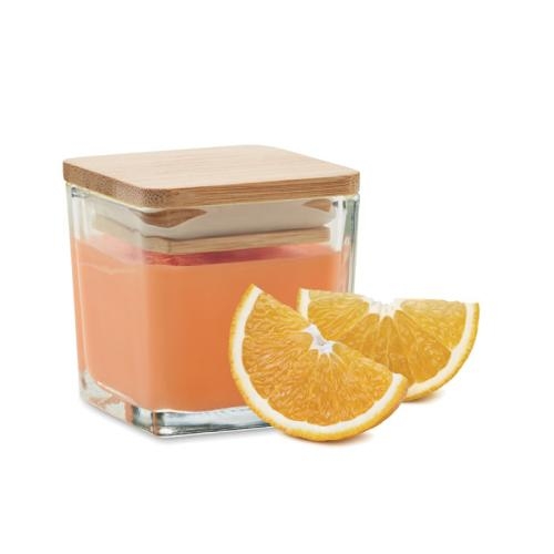 Vierkante geurkaars Pila oranje
