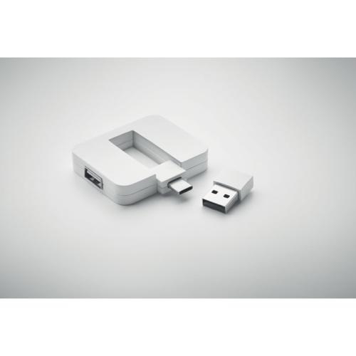 4-poorts USB-hub Square-c wit