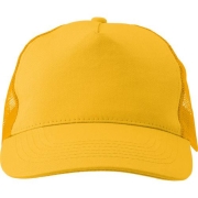 Katoenen pet met kunststof cap geel