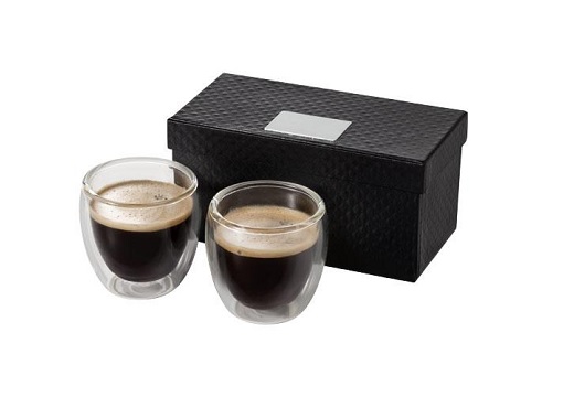 2 dubbelwandige espressoglazen en een geschenkdoos
