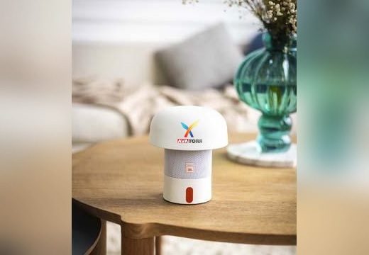 Draagbare speaker en lamp met bedrukking van JBL