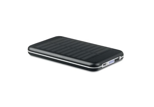 zwarte solar powerbank, ook wel zonne-energie oplader genoemd